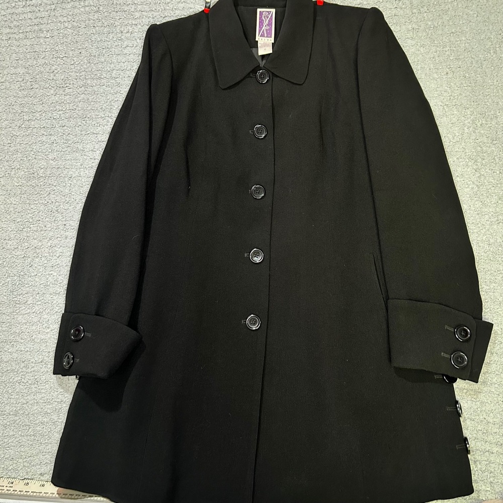 Zelda Coat Vintage 90s Longline 12 Black Minimalist Dark Academia Evening